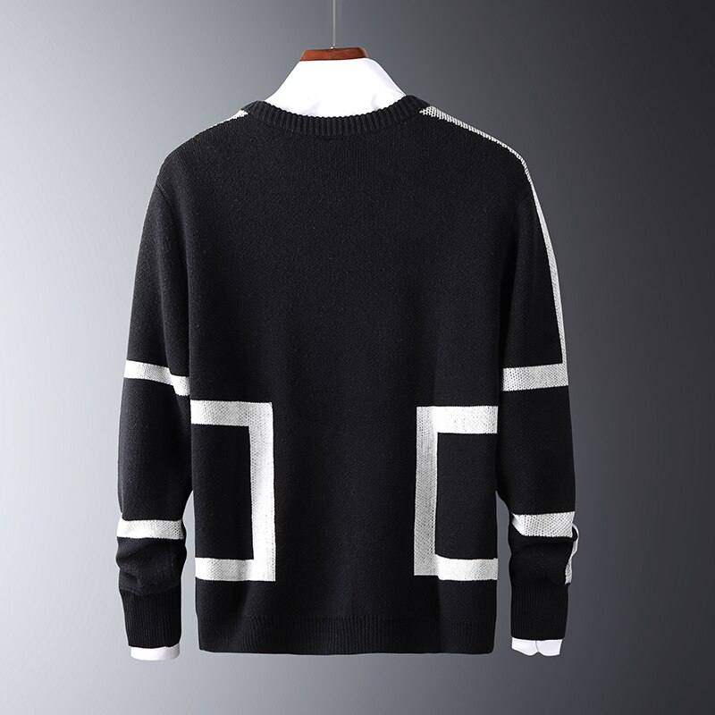 Heren slim truien 100%  katoenen lange mouwen herfst heren warme truien heren casual trui pasvorm gebreid ruitpatroon