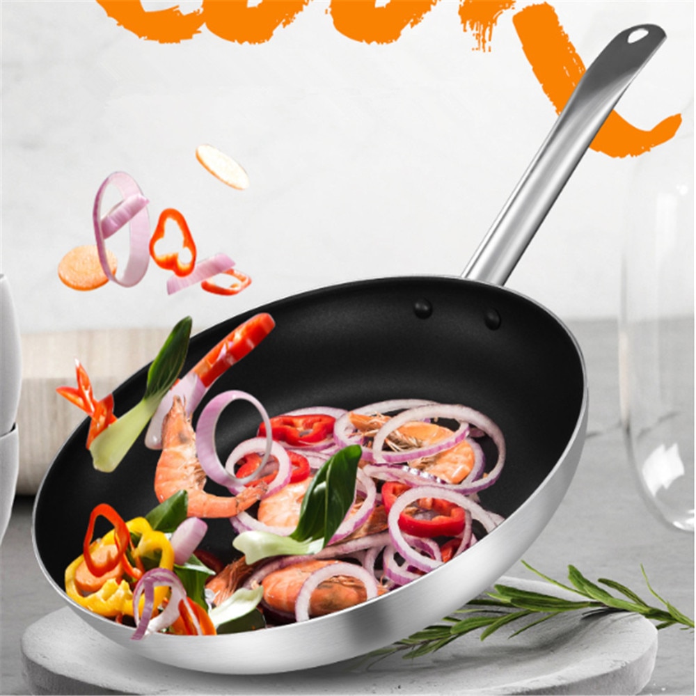 Pan Non-stick Pan Met Deksel Koekenpan 30Cm Koekenpan Thuis Tuin Inductie Fornuis Pannen Gas Kachels Pannenkoek pan Biefstuk Wok Pan Brood