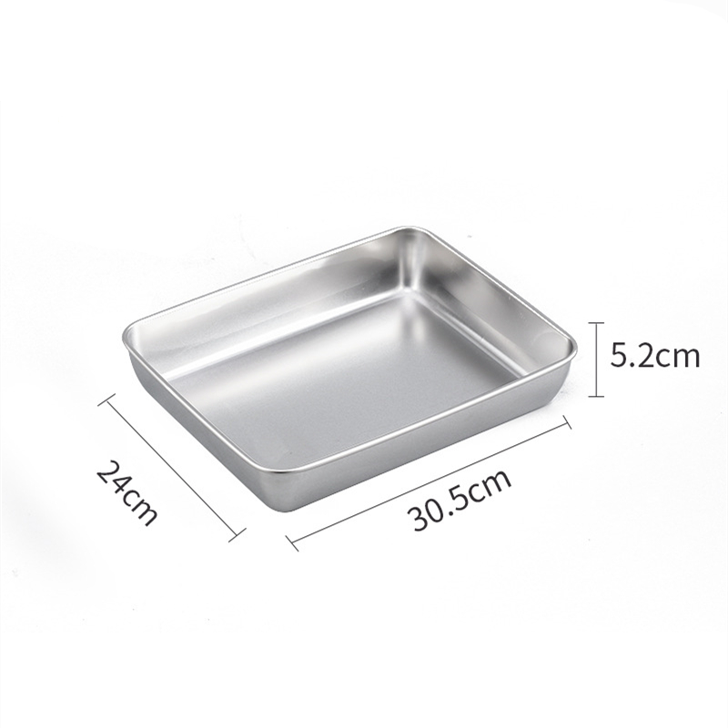Stainless Steel Flat Bottom Storage Tray with Lid Square Food Plate Cake Bread Pastry Baking Pan Dish Bakeware Kitchen Tools: green