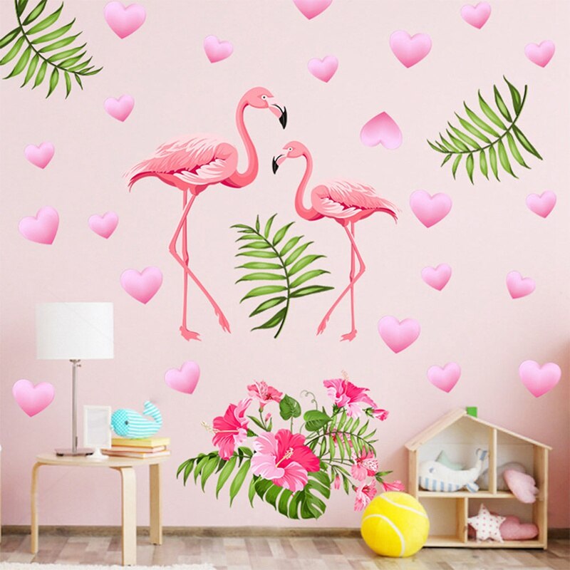 Flamingo Dieren Muurstickers Diy Boom Bladeren Muurstickers Voor Kinderen Meisjes Slaapkamer Woonkamer Woondecoratie