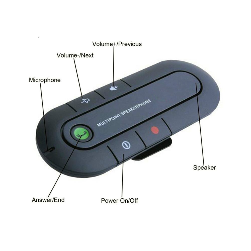 Bärbar bil handsfree bluetooth-mottagare med clip-on solskydd bluetooth bil mobil fordon högtalare telefon musikmottagare trådlös