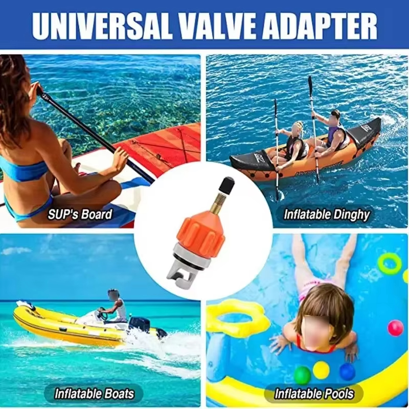 Kit Adattatore Valvola Aria per SUP, Pompa Gonfiabile, Adattatore per Paddle Board, Kayak, Connettore Pompa Valvola Aria, Kit Combinato Nero/Arancione