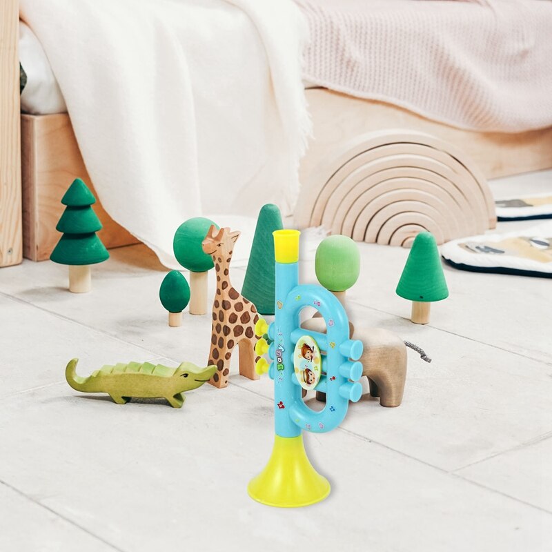 Kleurrijke Kinderen Blowable Trompet Trompet Instrument Muzikaal Speelgoed Liep Kleur Patroon