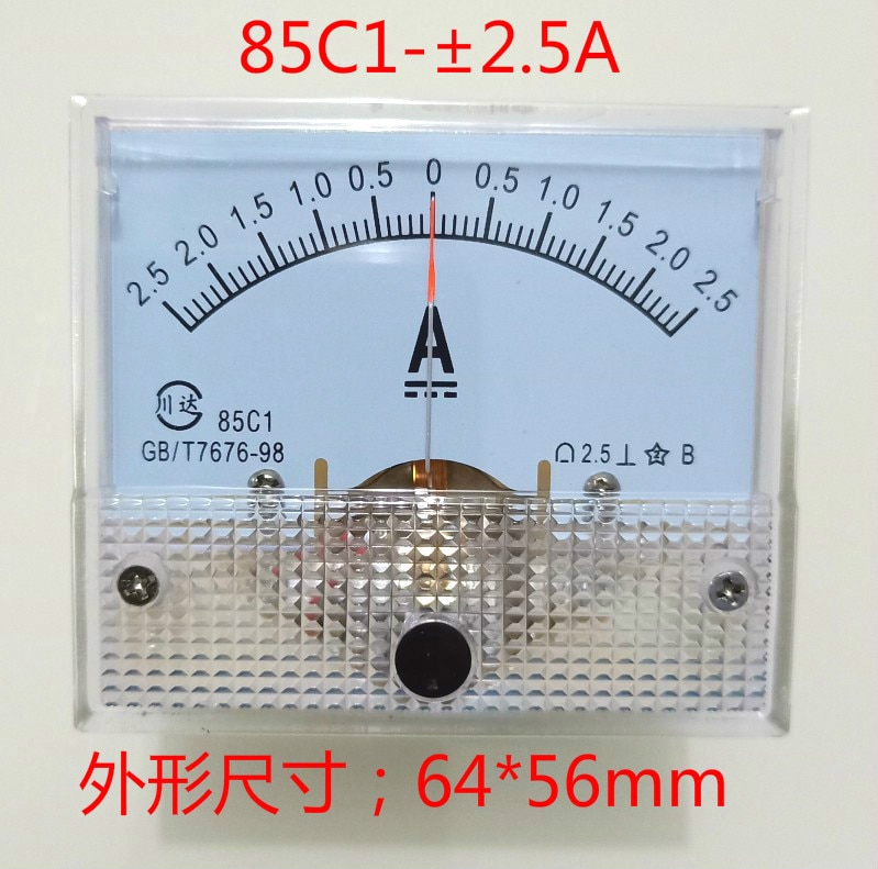 85C1 DC-2.5A tot + 2.5A Klasse 2.5 Nauwkeurigheid Panel Gemonteerd Analoge Ampèremeter Ampere Meter