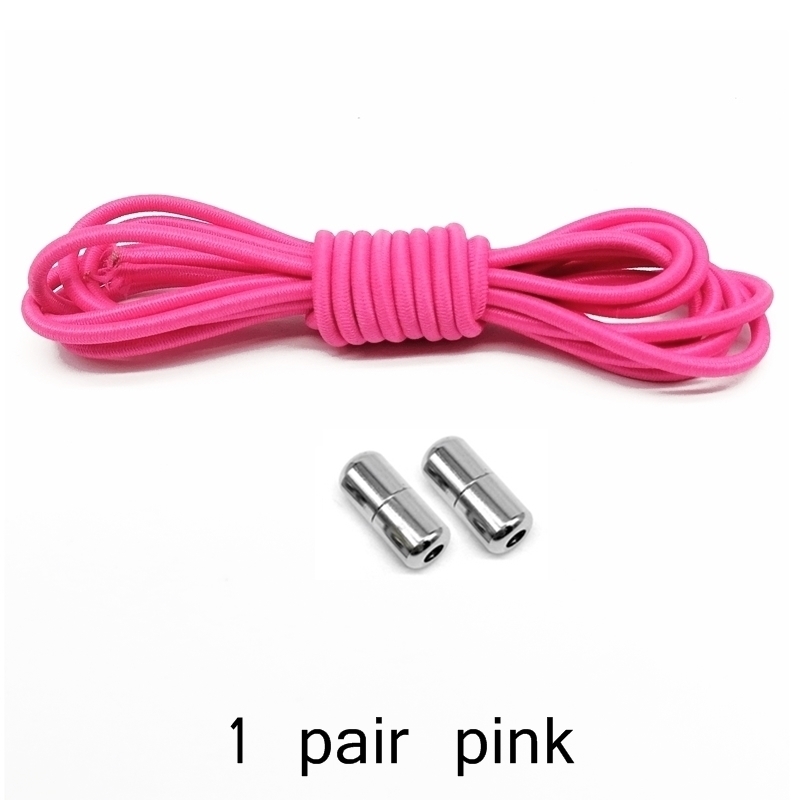 Cordones de zapato elásticos con cerradura de Metal para niños y adultos, Cordones redondos para zapatillas, cordones rápidos, tiras de zapatos perezosos, sin atar, Z051: pink