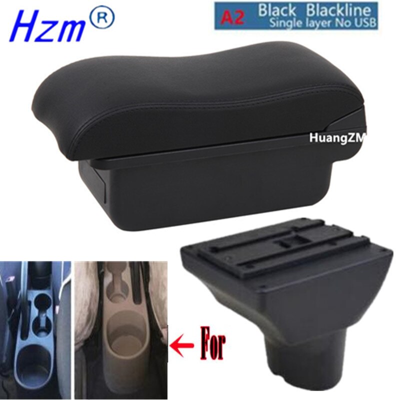 For Hyundai I20 Armrest Interior Parts special Retrofit parts Car Armrest Center Storage box with USB LED light Curved surface: A2 black line No USB