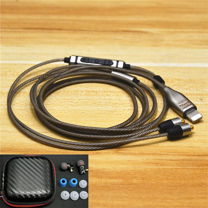 Newest MFI Lightning/Type-c DAC Decoding ALC5686 cable DIY Earphone For Senhai IE800 S Hybrid Drive Ceramic Cavity Headset: Lightning Black