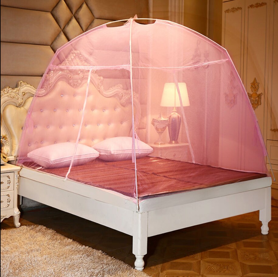 Gratis Installatie Klamboe Gevouwen Student Volwassen Universele Mongoolse Yurt Dubbele Deur Rits Klamboe Voor School Slaapkamer: Roze / 1.2m (4 feet) bed