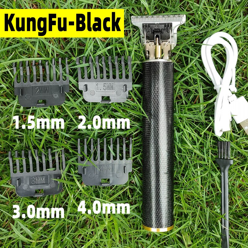 2022 Electric Hair Clipper Rechargeable 0mm Shaver Beard Trimmer Men Hair Cutting Machine Beard Barber Hair Cut: KungFu Black