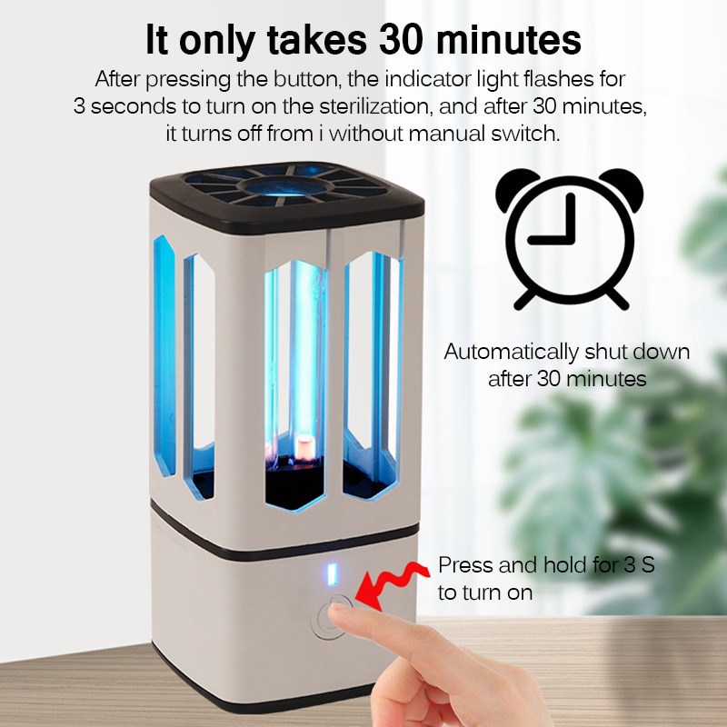 Onever Ultraviolet Sterilization Lamp Ozone Rechargeable Timer Bacteria Removal LED UVC Light Disinfection Light Quartz Lamp