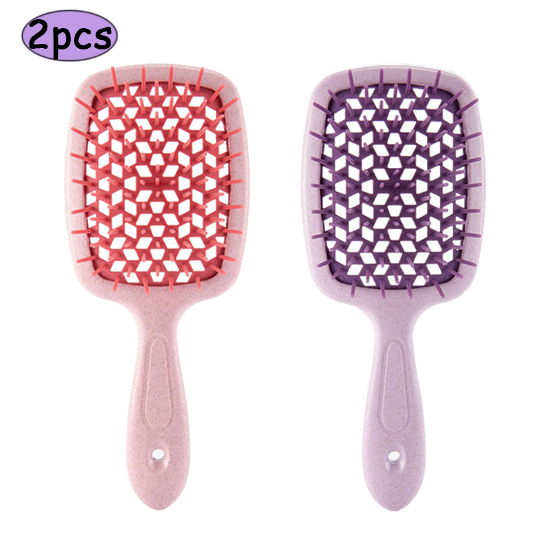 Peine para desenredar el cabello, masaje del cuero cabelludo, peine antiestático, cepillo para el cabello hueco para peinado de peluquero seco y húmedo, 2 uds.: Rojo