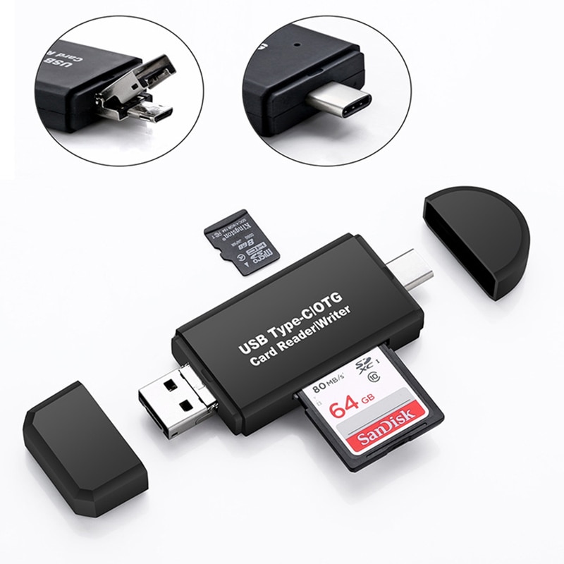 Kuman 2.0 Otg Kaartlezer Usb Microusb Type C Interface Met Micro Sd Tf Sd Card Slot Y209 Flash Geheugenkaart reader Voor Telefoon