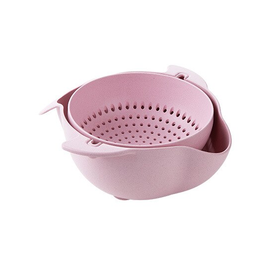 2-In-1 Multifunctionele Keuken Vergiet/Zeef Kom Set Mengen Fruit Groenten Dubbele Gelaagde Draaibare Afvoer Mand wassen: 30cm / Roze