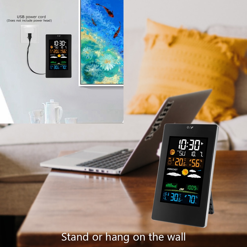 Digital Wall Clock LED Temperature Humidity Sensor Weather Forecast Barometer Alarm Watch Modern Home Decor Table Clocks