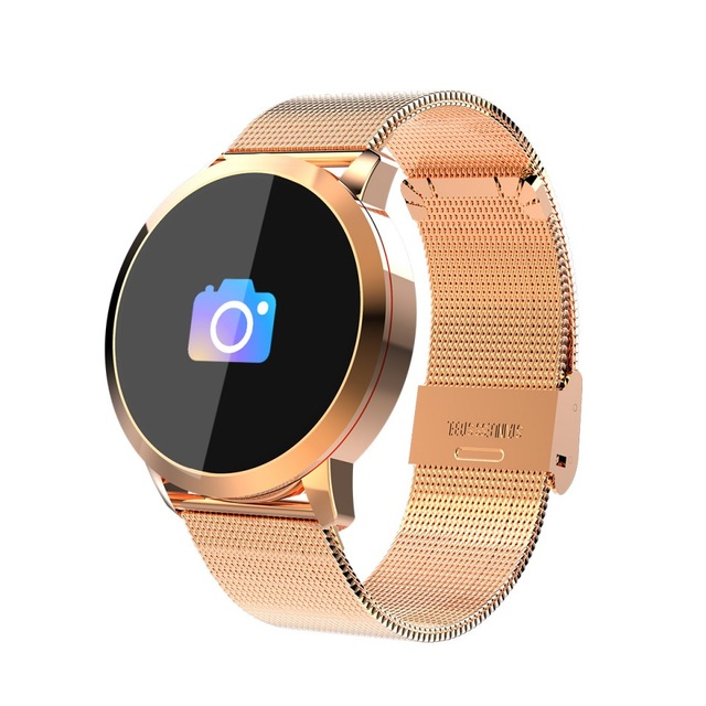 Neue Q8s OLED Bluetooth Clever Uhr Edelstahl Wasserdichte Tragbare Gerät Smartwatch Armbanduhr Männer Frauen Fitness Tracker: Rose Gold