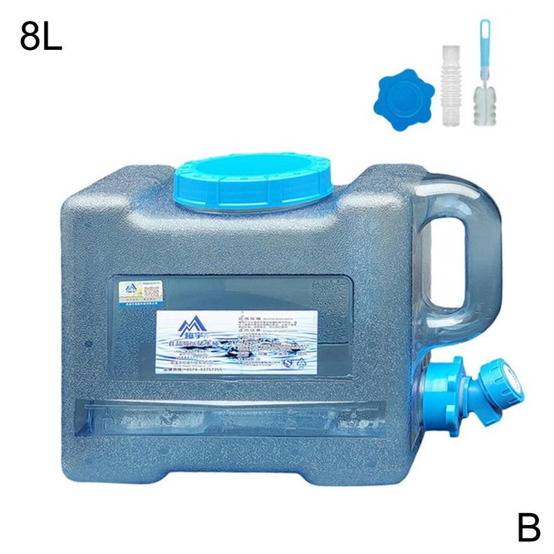Outdoor Water Bucket Container Portable Driving Water Tank Container With Faucet For Camping Picnic Hiking: 8L Clear Blue