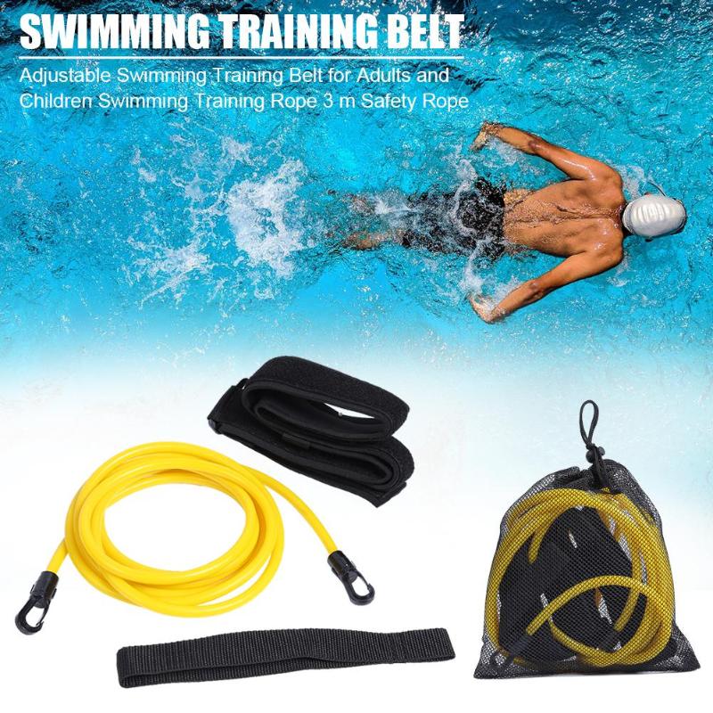Svømtræning modstandsbælte justerbar 3m sikkerhed reb svømmehal værktøj svømning træning modstand rebrem til svømning