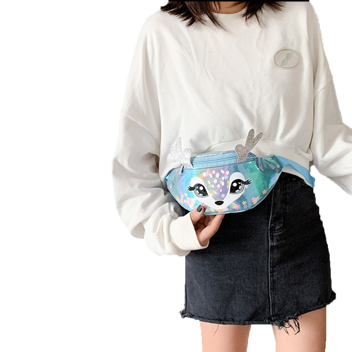Pudcoco-riñonera pequeña con dibujos de animales para mujer y niña, bolso con cinturón para , multicolor