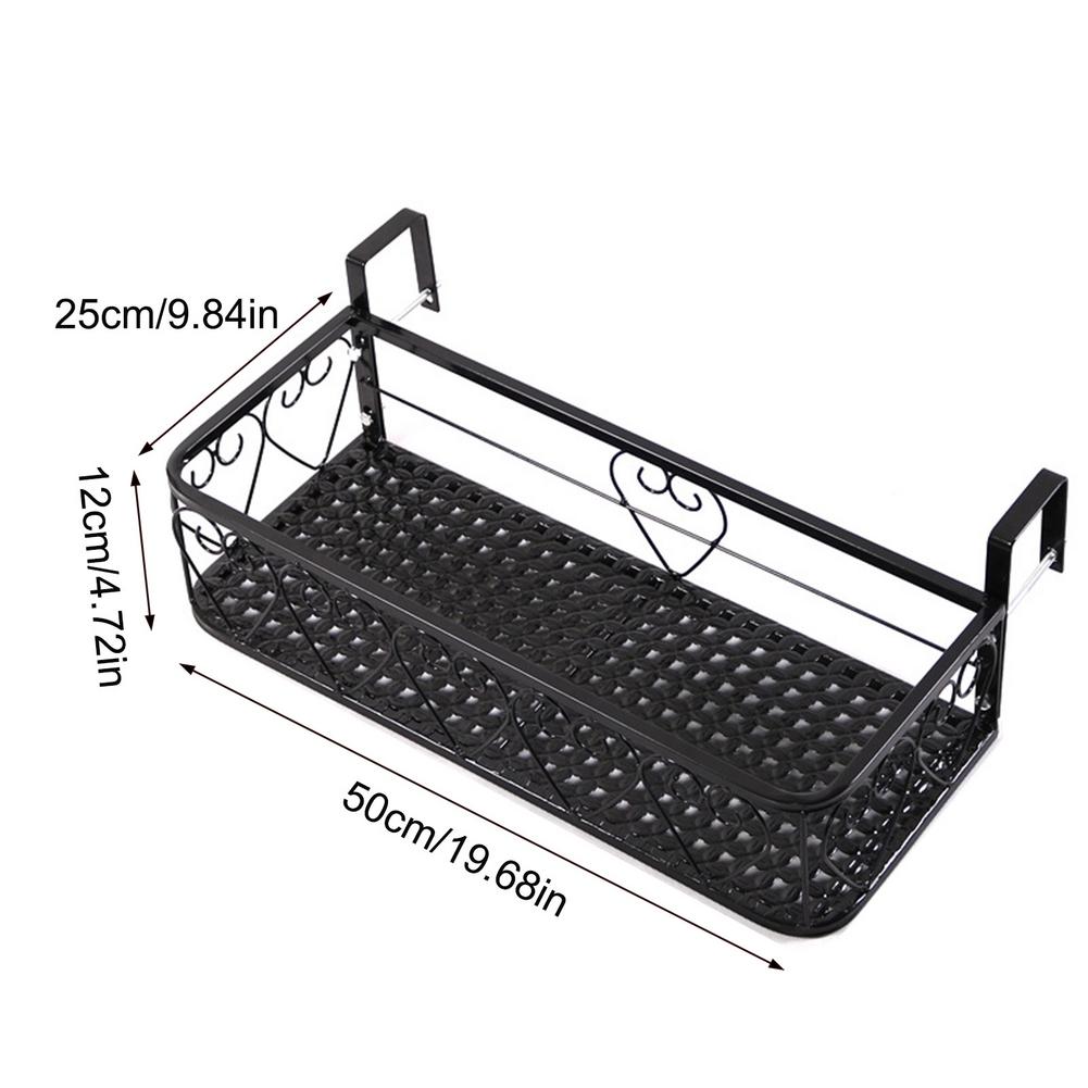 Balcony Hanging Iron Plant Succulent Stand Flower Pot Stand Rack Flowerpot Railing Shelf Flower Display Holder Home Decoration: L