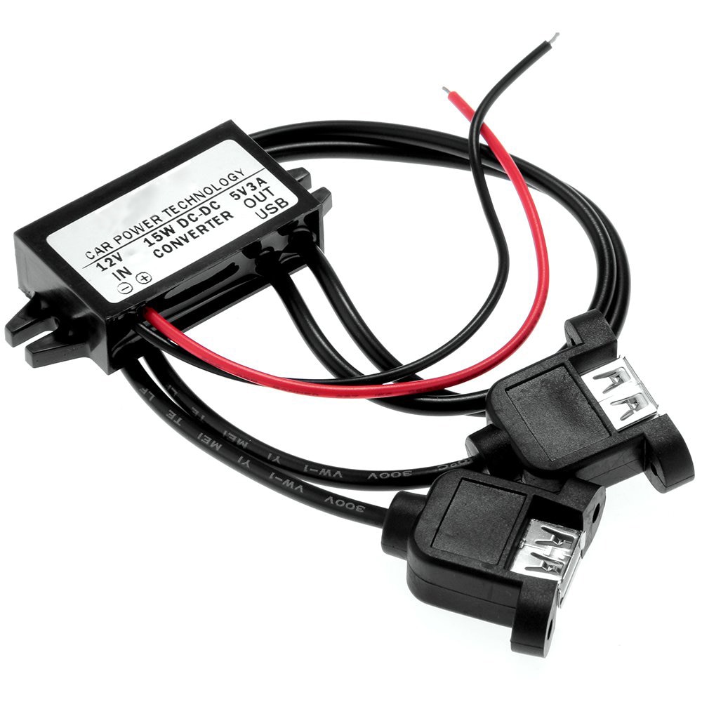 Inverter 12v to 5v dc spændings transformer 3a usb dual port konverter