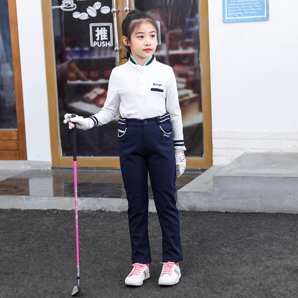 TTYGJ-ropa de Golf para niños, pantalones largos de otoño e invierno para niñas, pantalones deportivos informales cálidos de terciopelo para niños de mediana edad y mayores