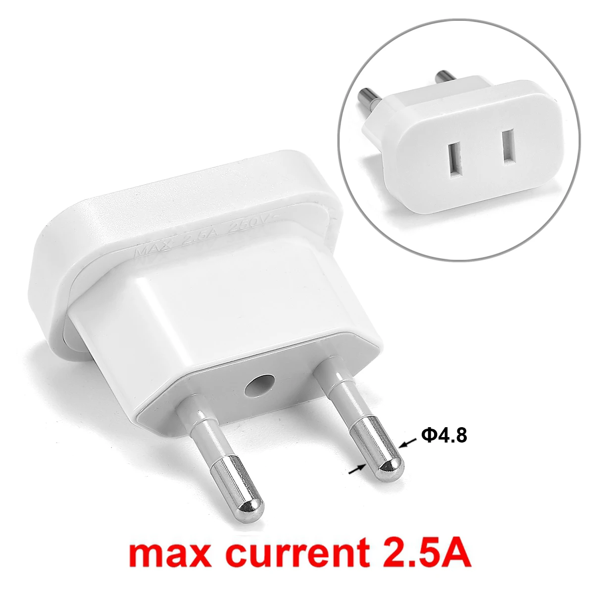 Upgraded EU Plug Adapter US To EU Euro Korea France Travel Adapter CN China To European Ruassia 2Pin AC 4.8 mm CE: Champagne / Type 12