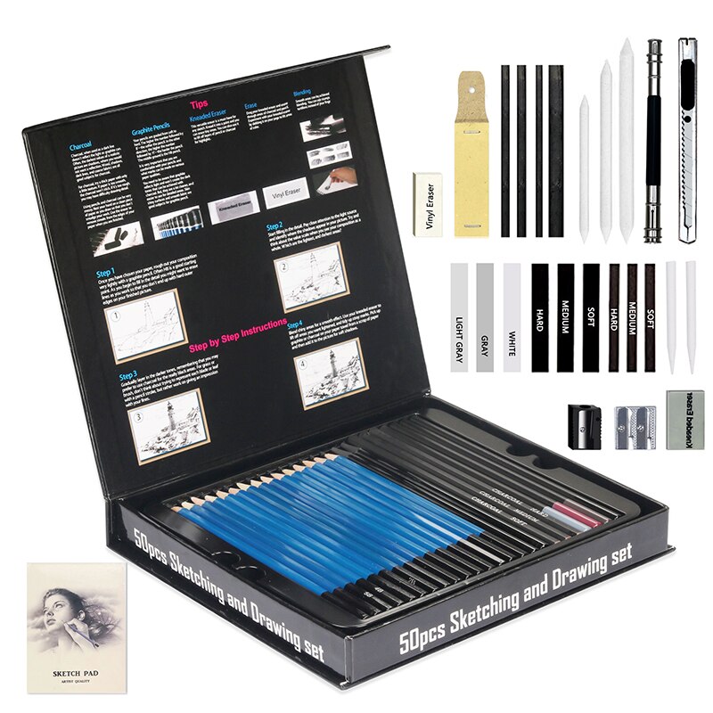 Drawing Pencils Sketch Art Set 50PCS Includes Sketching Graphite Pencils,Graphite and Charcoal Pencils Art Supplies Pencil