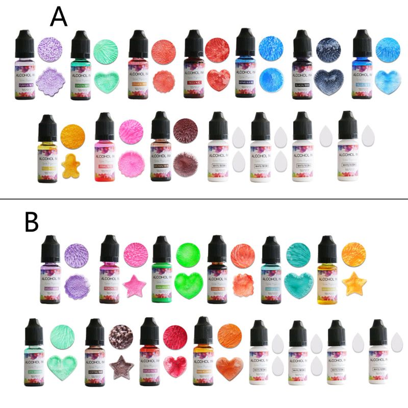 14 couleur 10ML alcool encre Diffusion résine Pigment Kit Colorant liquide Colorant Art bricolage Diffusion d'encre UV époxy résine fabrication de bijoux B85