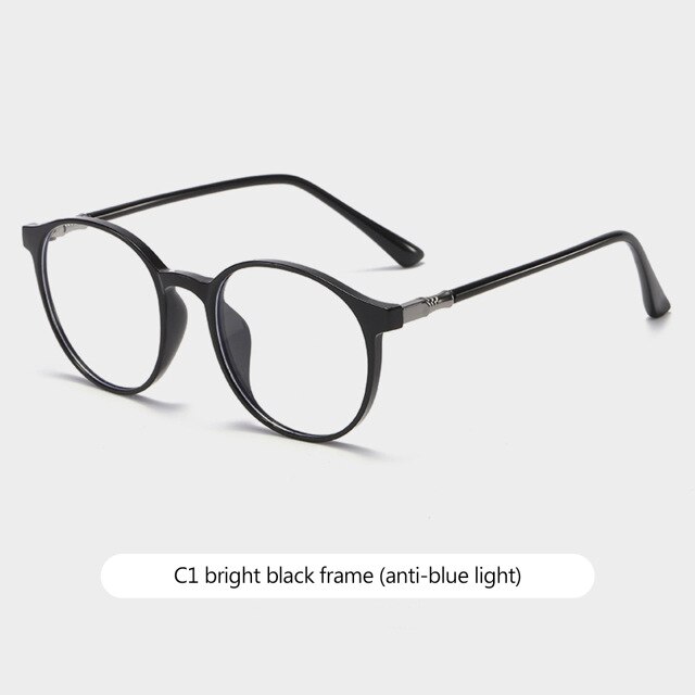 Ladies Anti-blue Light Glasses Round Big Frame Frame Thin Face Flat Mirror Glasses Eyewear Computer Readers Eyeglasses: C1