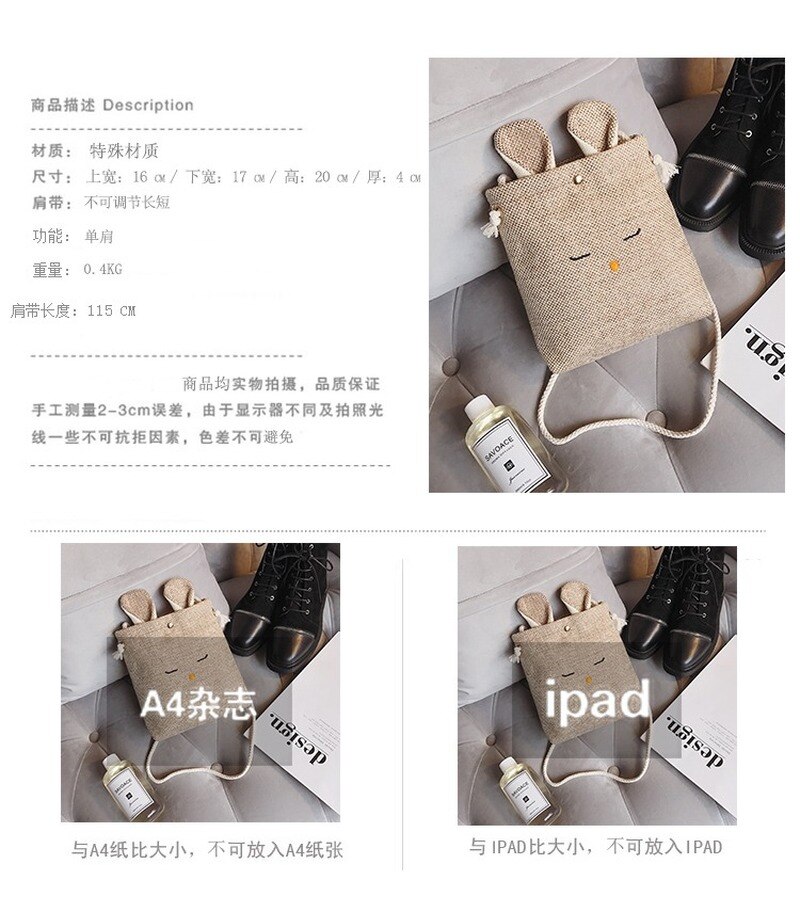 Mode Kleine Verse Kat Oor Linnen S Bag