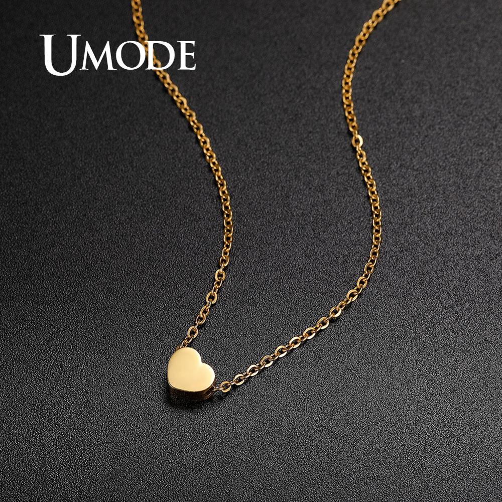 Umode Trendy Rvs Ketting Vrouwen Dainty Hanger Gouden Kleine Hart Ketting Liefde Chokers Kettingen Voor Vrouwen UN0392