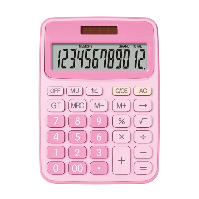 Calculadora de escritorio de 12 dígitos, herramienta de contabilidad de negocios, batería y energía Solar, botones grandes transparentes, calculadora electrónica Lcd