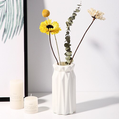 Plastic Bloem Vaas Decoratie Thuis Witte Vazen Imitatie Keramische Vaas Bloempot Decoratie Nordic Stijl Mand Zonder Bloem: D-2