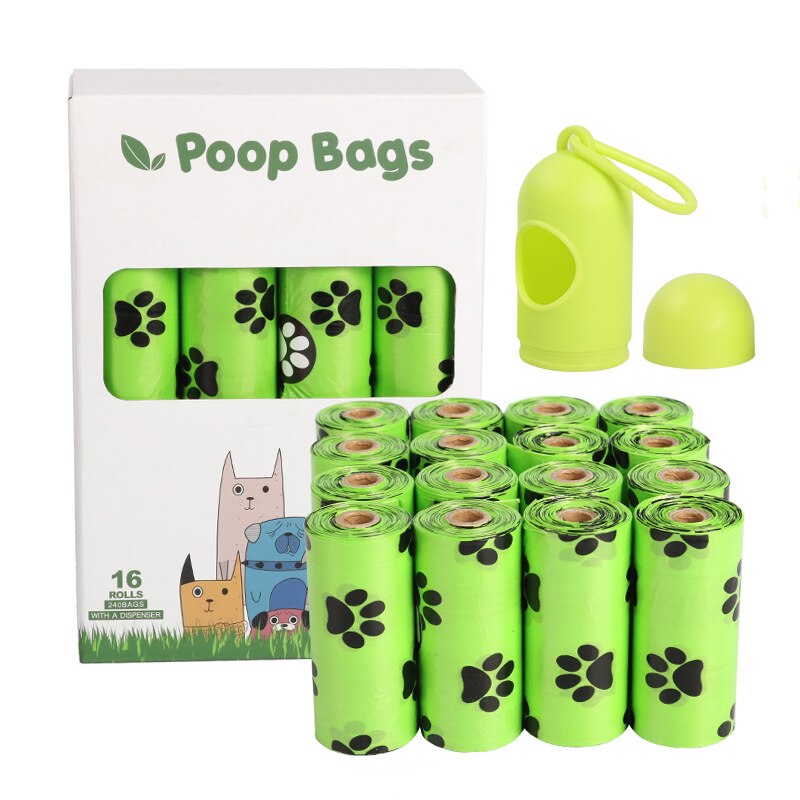 Dog Poop Bag Biodegradable Leak Proof Green Dog Waste Bags &amp; Dispenser Eco Friendly Pet Puppy Outdoor Garbage Pooper Clean Bag: 16 Rolls