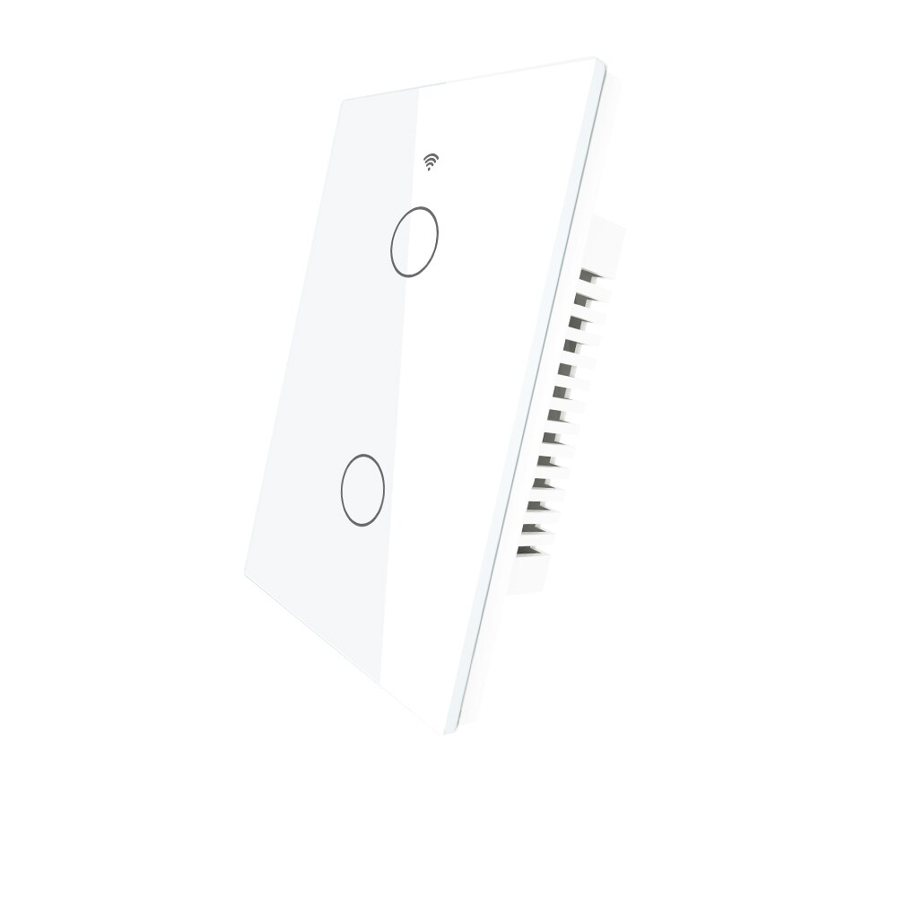 Smart Glass Panel Switch Smart Life/Tuya App Multi-Control Association, Voice Control with Alexa,Google Home,1/2/3 Gang: 2 Gang White