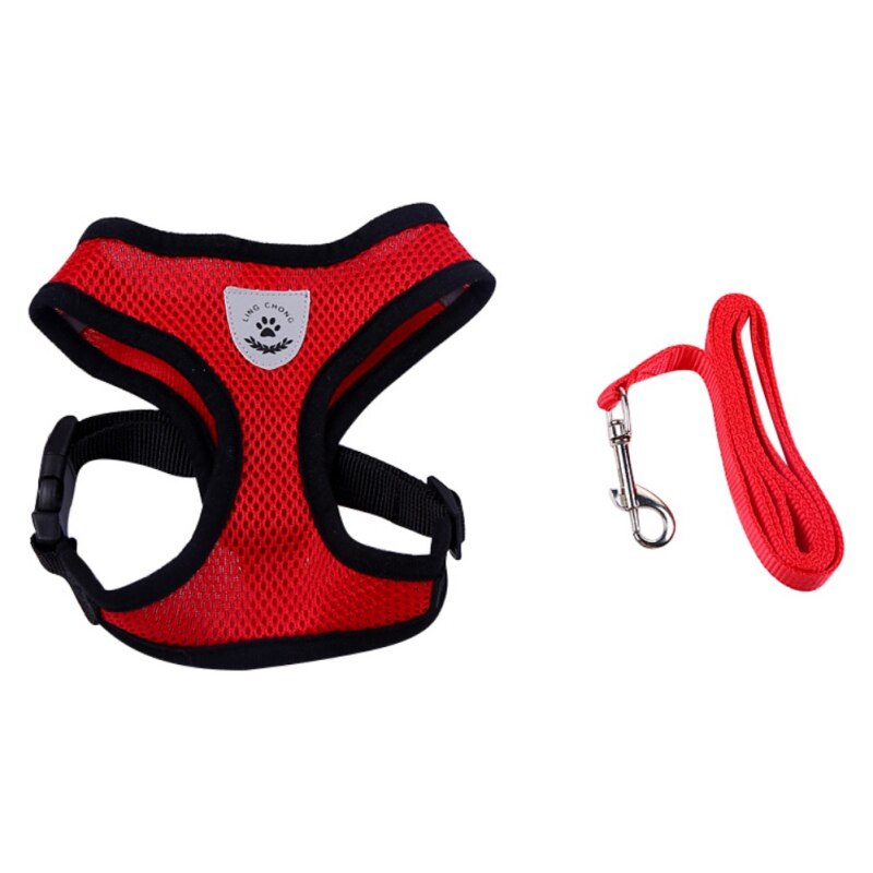 Leuke Kleine Nylon Harnas Hond Kat Pet Harness Set Chihuahua hond Accessoires Hond Lood Pet Shop Supplies Hond kragen: Rood / L