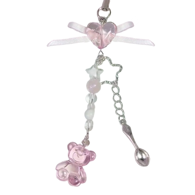 Chaveiro artesanal com pingente asa anjo, corrente telefone com laço doce legal, cordão telefone, bolsa: Preto