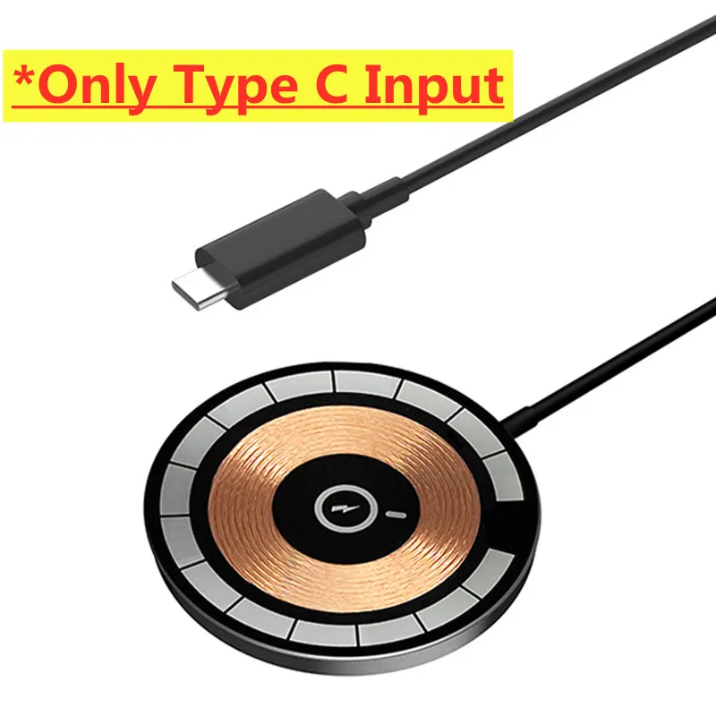 Cargador inalámbrico magnético para iPhone, base de carga rápida, 30W, 15, 14, 13, 12, 11 Pro Max, Airpods PD y USB A: YELLOW