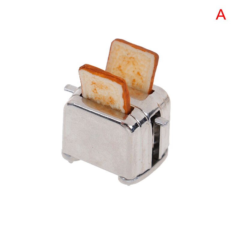 Neue Puppe Haus Mini Brot Maschine Toaster 1/12 Skala Mit Toast Miniatur Puppe Haus Zubehör Nette Dekoration: A