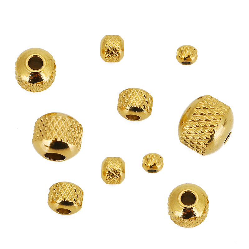 30pcs 3/4/5/6/7/8mm Stainless Steel Beads Gold Color Ridged Cyclinder Tube Spacer Loose Beads for Jewelry Making DIY Findings: black / 6mm