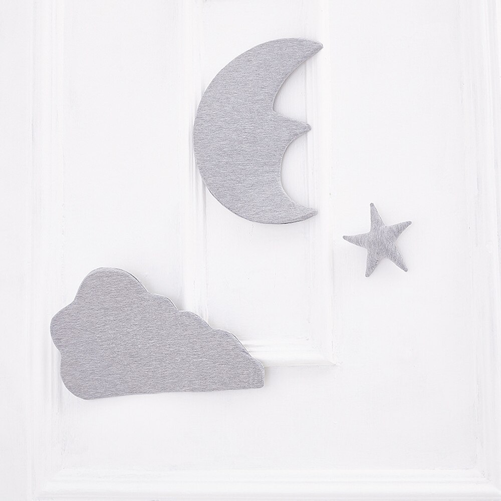 Baby Room Decor Crib Bumper Wall Hanging Decoration INS Nordic Style Moon Star Cloud Bedding Set Photography Props: Gray