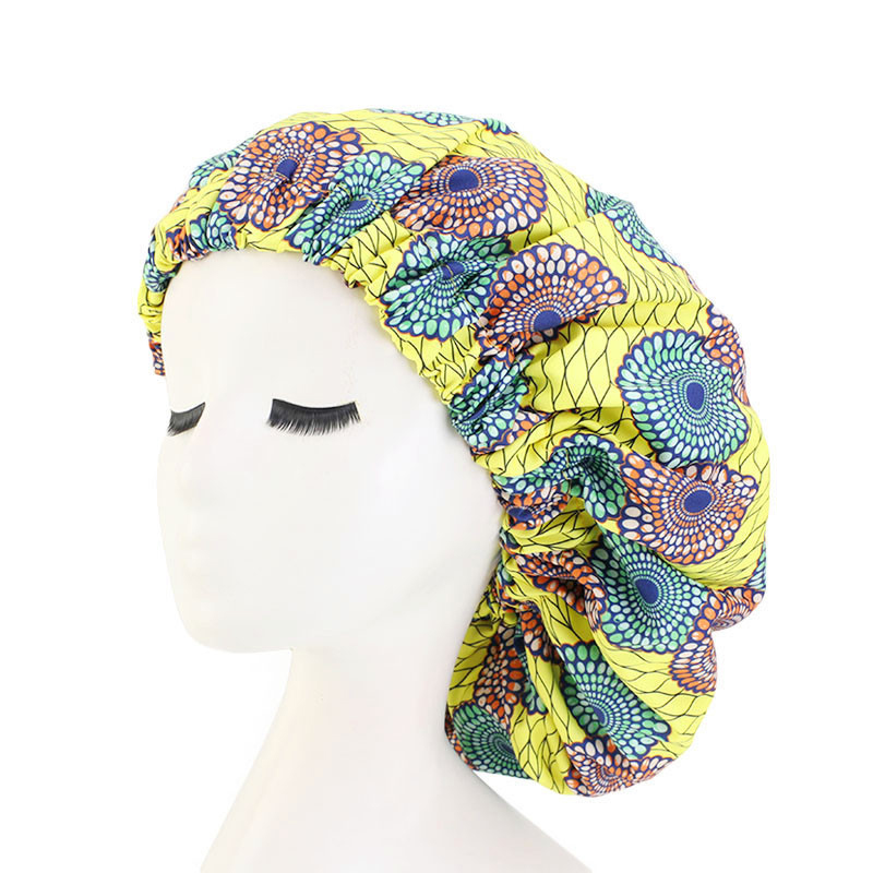 Gorro de dormir de satén de seda africana para niña y mujer, sombrero de banda ancha elástica, gorra de noche ajustable, sombreros de pelo Natural rizado, gorros para niña y mujer: 7