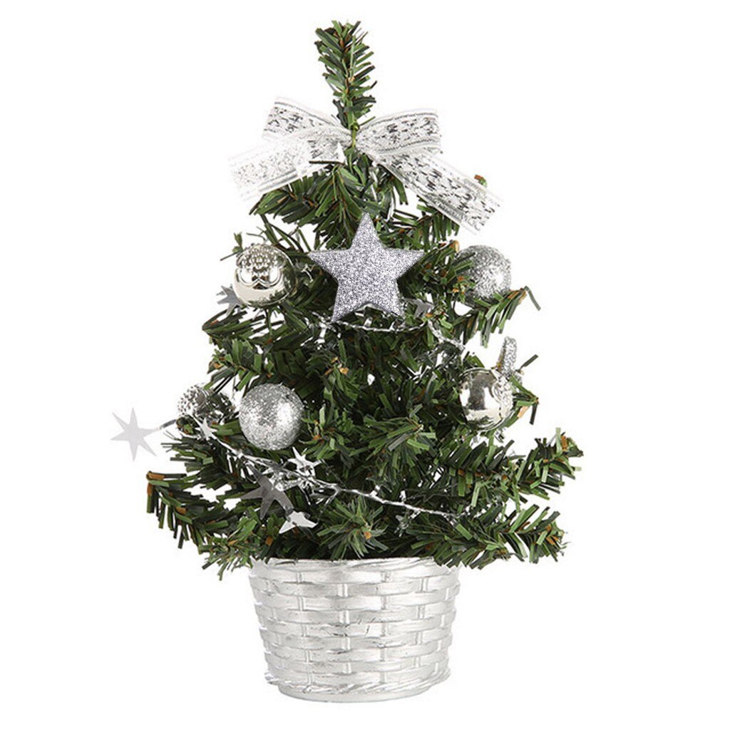 Diy Christmas Tree 20 Cm Small Pine Tree Mini Trees Placed In The Desktop Home Decor Christmas Decoration Kids: Silver