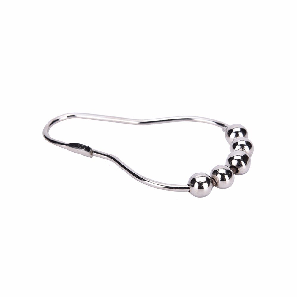 Anneaux de rideau de douche polis, 12 pièces, 5 boules de rouleau, crochets de rideau en Nickel satiné,