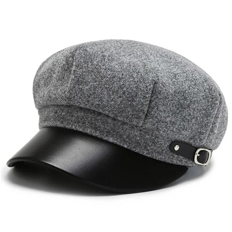 Casual Woolen Achteckige Hüte Für Frauen Winter Herbst Hut Damen Boinas Baskenmütze Kappe Weiblich Ballonmützen Gatsby Caps: light gray