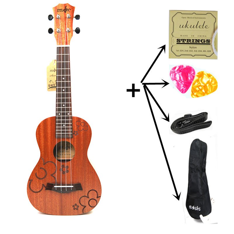 21" Ukulele 4 strings Sapele Acoustic Small guitar Rosewood Fretboard Electric Ukulele with Pickup EQ Musical Instrument guitare: Uku with all parts