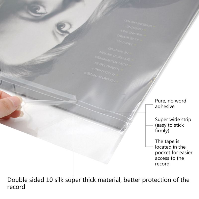50 stk 12 &quot; optagebeskyttelseshylster til pladespiller lp vinylplade selvklæbende pladetaske