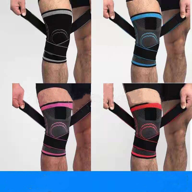 Rodillera deportiva elástica de compresión para hombre, equipo de Fitness, ajustable, transpirable, estabilizador de rodilla