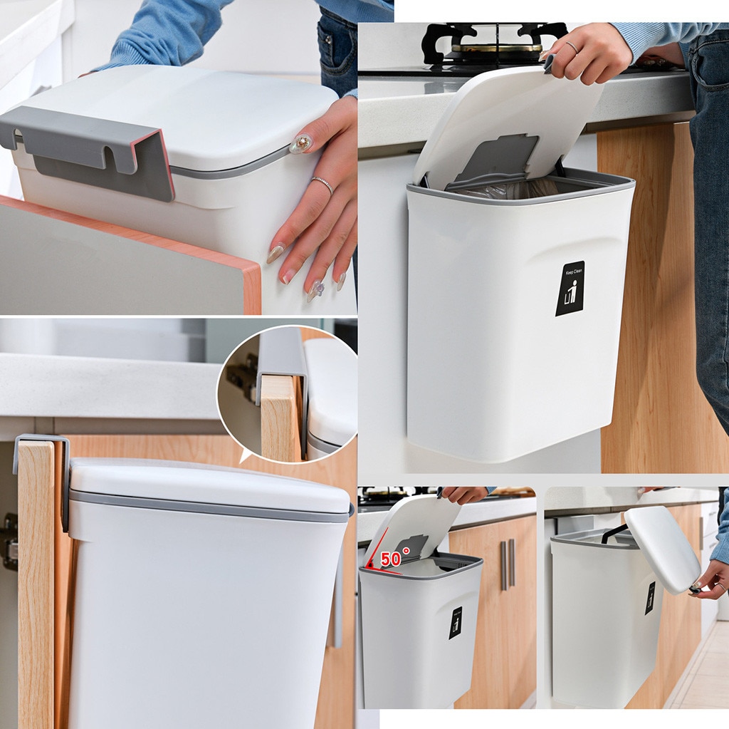 Kitchen Cabinet Wall-mounted Trash Can Hanging Waste Container for Home