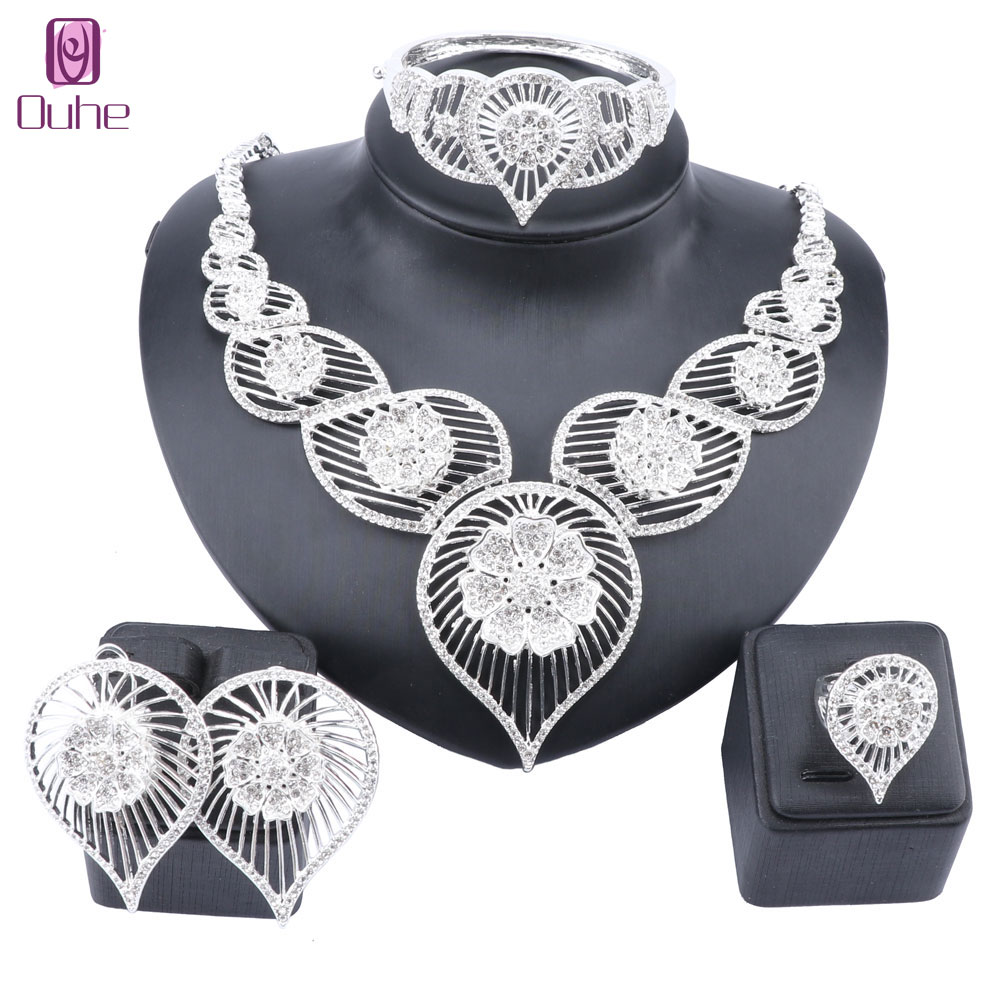 African Jewelry Sets Charm Bridal Crystal Pendant Necklace Earring Wedding Women Dubai Gold Color Jewelry Set